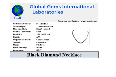 Single Row 5 mm - 6 mm Rough Black Diamond Wire Necklace. AAA Certified Beads. Amazing Collection & Great Shine - ZeeDiamonds
