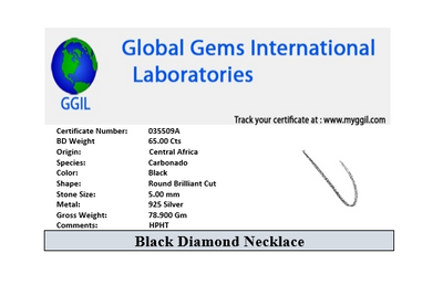 Black Diamond Men's Tennis Necklace. Great Shine & Luster!100% Genuine Certified. - ZeeDiamonds