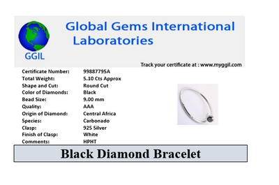 5.10 Carat Black Diamond Bangle Bracelet In Sterling Silver. Gorgeous Look & Great Sparkle - ZeeDiamonds