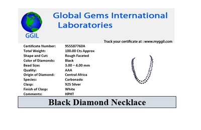 Two Row 3mm-4mm Rough Black Diamond Beads Necklace in White Finish Clasp. Latest Collection & Great Shine - ZeeDiamonds