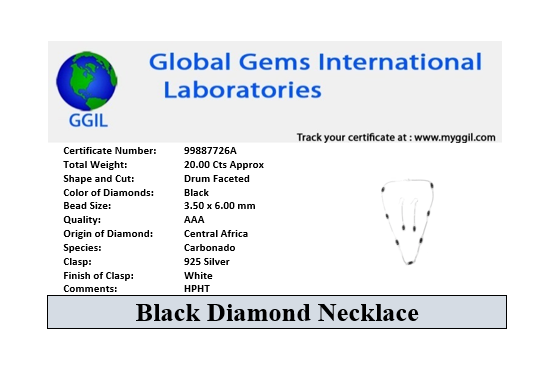 AAA Certified Black Diamond Chain Necklace With Matching Dangler Black Diamond Earring. Ideal Gift for Anniversary - ZeeDiamonds