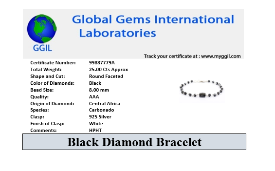 AAA Certified Black Diamond Chain Bracelet With 2 Ct Solitaire Connector. New Style & Great Gift for Birthday - ZeeDiamonds