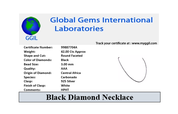 Black Diamond Beaded Necklace, Excellent Cut, 3 mm AAA Quality- Free Diamond Studs! - ZeeDiamonds