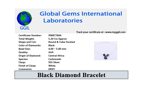 5.20 Ct AAA Certified Black Diamond Chain Bracelet in 925 Silver, Unique Design & Great Shine - ZeeDiamonds