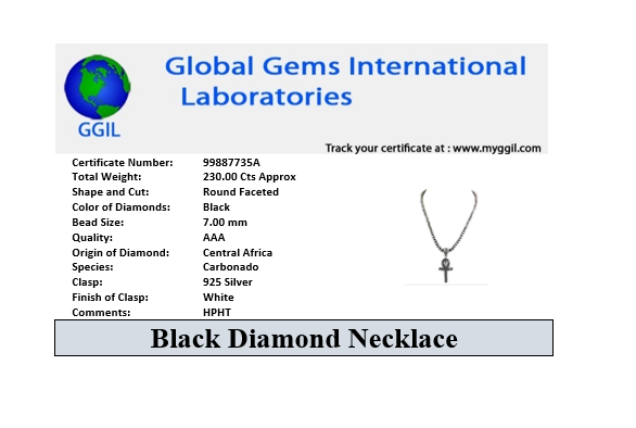 Certified 7 mm Men's Black Diamond Necklace With Black Diamond Cross Pendant. New Latest Collection & Great Shine - ZeeDiamonds