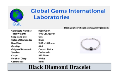 4.00 Ct Oval Shape Black Diamond Chain Bracelet, For Men's Gift in Sterling Silver! Great Brilliance - ZeeDiamonds