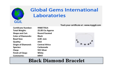 AAA Certified, 4 mm Black Diamond Chain Bracelet, Hanging Style & Latest Collection - ZeeDiamonds