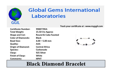 4mm-5 mm AAA Certified Black Diamond Chain Bracelet, Great Design & Very Elegant - ZeeDiamonds