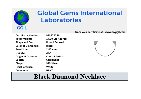2 mm Black Diamond Necklace.AAA.Certified.Earth Mined-Free Diamond Studs - ZeeDiamonds