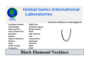 Rough Black Diamond Chain Necklace.100% Genuine- AAA Certified! Great Brilliance & Luster - ZeeDiamonds