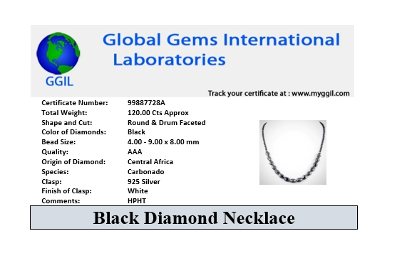 4 mm Black Diamond Beaded Necklace With Fancy Shape Diamond Beads. Great Designer - ZeeDiamonds