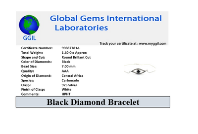 1.40 Ct AAA Certified Black Diamond Evil Eye Bracelet With Black Accents. Latest Collection & Great Shine - ZeeDiamonds