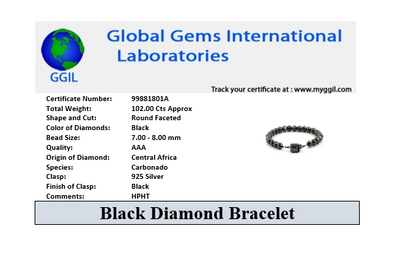 8 mm Black Diamond Beads Designer Bracelet with Princess Diamond Clasp. AAA Certified! Ideal Gift for Birthday - ZeeDiamonds