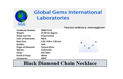 AAA Certified Very Elegant Black Diamond Chain Necklace, Amazing Collection & Great Shine - ZeeDiamonds