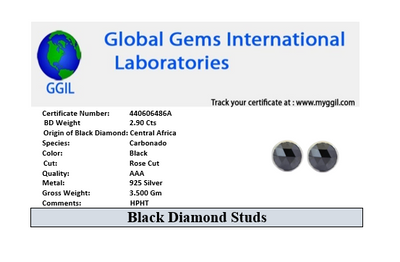 2.90 Ct AAA Certified Rose Cut Black Diamond Solitaire Studs in Bezel Style - ZeeDiamonds