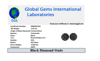 Black Diamond Studs in Black Gold Finish With Screw Back Push - ZeeDiamonds