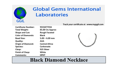 5-6 mm, Single Row Rough Black Diamond Beads Necklace. Certified Beads. Great Shine & Luster - ZeeDiamonds