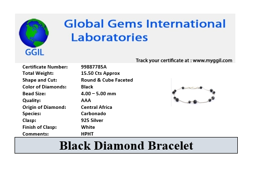 AAA Certified Designer Black Diamond Chain Bracelet, Great Luster & New Style - ZeeDiamonds