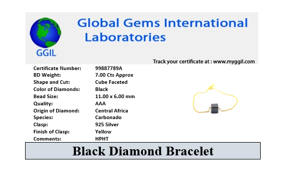 7 Caras Cube Shape Black Diamond Yellow Gold Chain Bracelet For Gift! Great Brilliance - ZeeDiamonds
