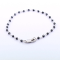 3 mm, Black Diamond Beads Fancy Wire Bracelet in Sterling Silver - ZeeDiamonds