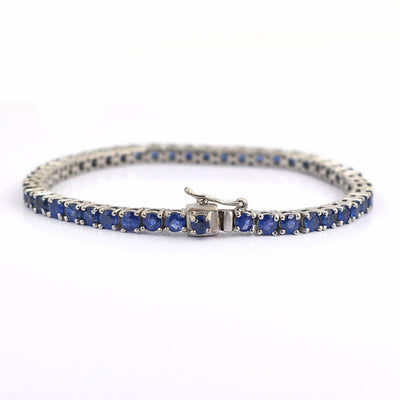 Elegant 3 mm Faceted Ceylon Blue Sapphire Gemstone Bracelet, Certified Gemstones, Custom Size, Designer Bracelets, AAA Quality, Great Brilliance ! - ZeeDiamonds