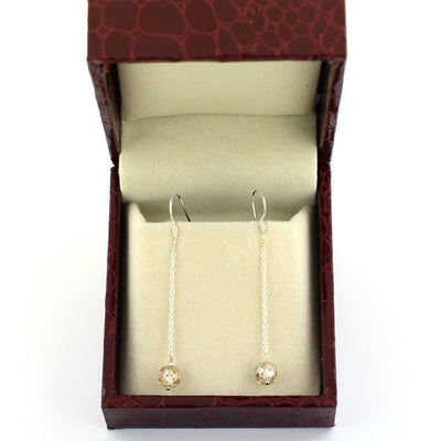Very Trendy 5mm Champagne Diamond Dangler Earrings in 925 Silver - ZeeDiamonds