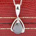 3-5 Ct Pear Shape Black Diamond Solitaire Pendant in 925 Silver - ZeeDiamonds