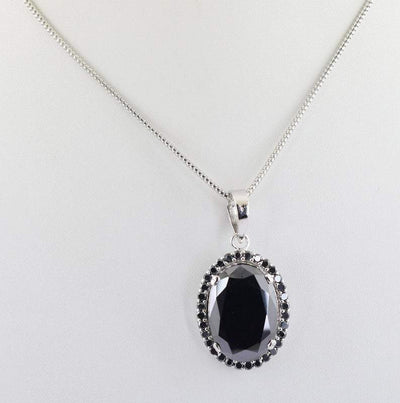 8 Ct Oval Shape Black Diamond Designer Accents Pendant, Great Shine & Luster - ZeeDiamonds