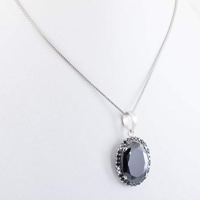 8 Ct Oval Shape Black Diamond Designer Accents Pendant, Great Shine & Luster - ZeeDiamonds