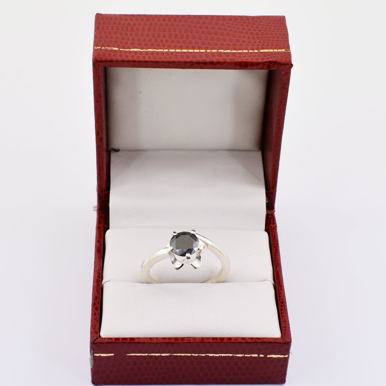 AAA Quality 2-4 Ct Certified Black Diamond Engagement Ring - ZeeDiamonds