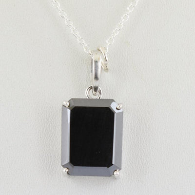 AAA Certified 3-5 Ct Radiant Cut Black Diamond Solitaire Pendant - ZeeDiamonds