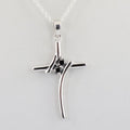 Black Diamond Fancy Cross Pendant in Sterling Silver, Great Shine & Luster - ZeeDiamonds