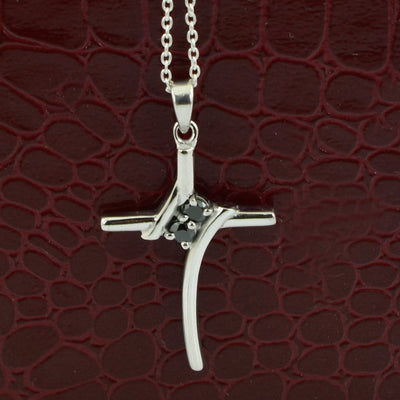 Black Diamond Fancy Cross Pendant in Sterling Silver, Great Shine & Luster - ZeeDiamonds