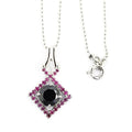 4 Ct Round Black Diamond Designer Pendant with Ruby Gemstone Accents - ZeeDiamonds