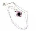 4 Ct Round Black Diamond Designer Pendant with Ruby Gemstone Accents - ZeeDiamonds