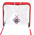 4 Ct Round Black Diamond Designer Pendant with Ruby Gemstone Accents - ZeeDiamonds