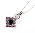 4 Ct Round Black Diamond Designer Pendant with Ruby Gemstone Accents - ZeeDiamonds