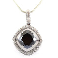 4 Ct Cushion Shape Black Diamond Pendant With White Diamond Accents - ZeeDiamonds