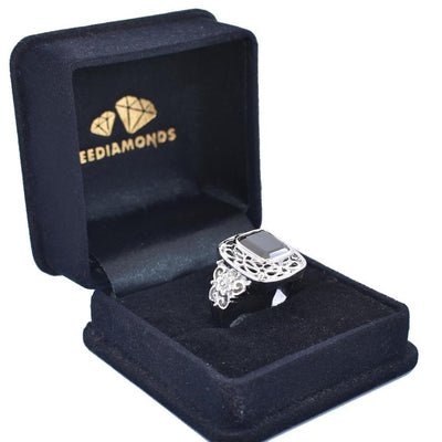 2-5 Ct, Certified Radiant Black Diamond Solitaire Ring - ZeeDiamonds