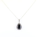 3 Ct Pear Shape Black Diamond Pendant with White Diamond Accents - ZeeDiamonds