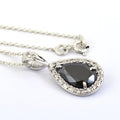 3 Ct Pear Shape Black Diamond Pendant with White Diamond Accents - ZeeDiamonds