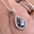 3 Ct Pear Shape Black Diamond Pendant with White Diamond Accents - ZeeDiamonds