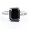 6 Ct Radiant Cut Black Diamond Ring with White Diamond Accents - ZeeDiamonds