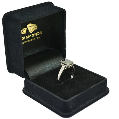 6 Ct Radiant Cut Black Diamond Ring with White Diamond Accents - ZeeDiamonds