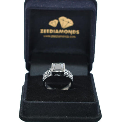 1-2 Ct Princess Shape Black Diamond Ring, Unique Style - ZeeDiamonds