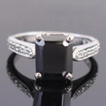 6 Ct Radiant Cut Black Diamond Ring with White Diamond Accents - ZeeDiamonds