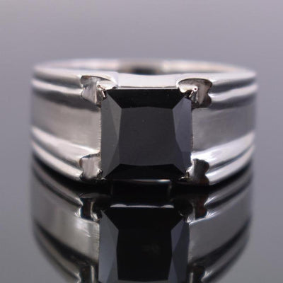 2 Ct Princess Cut Black Diamond Solitaire Fancy Ring in Sterling Silver - ZeeDiamonds