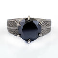 2-4 Ct Black Diamond Ring with Designer Ring in 925 Silver - ZeeDiamonds