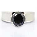 2-5 Ct Round Brilliant Cut Black Diamond Solitaire Engagement Ring - ZeeDiamonds