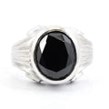 5-7 Carat Certified Oval Cut Black Diamond Solitaire Designer Silver Ring - ZeeDiamonds